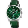 Lotus Montre pour Homme 18990/3 Chrono Boîtier en Acier Inoxydable Gris Bracelet en Cuir Vert