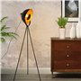 BarcelonaLED Lampe sur pied trépied projecteur métallique noir avec spot réfléchissant doré Décoration vintage nordique rétro av