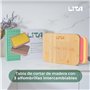 Lita Store Planche à découper multifonction en bois de bambou avec 3 tapis interchangeables flexibles PP Ustensiles de cuisine D