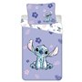 Jerry Fabrics Parure de Lit Lilo & Stitch 3 Pièces 100% Coton - Housse de Couette 140x200 cm + Taie d'oreiller 65x65 cm + Drap-H