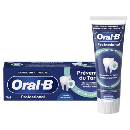 Oral-B Dentifrice Professional Prévention du Tartre Cristaux Nettoyants Parfum Menthe Verte 75 ml