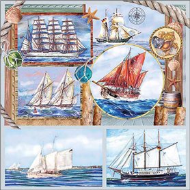 Ambiente Lot de 20 serviettes en papier avec motif maritime avec bateau à voile - Idéales comme décoration de table - Conviennen