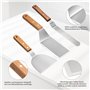 Elalove Set de 3 Spatules Professionnelles pour Plancha Poignée en Bois - Spatule à Steak en Acier Inoxydable 26cm avec Grattoir