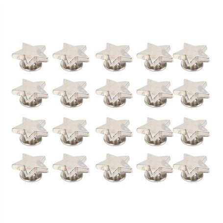 Jeanoko Bouton de Goujon en métal argenté 20 pièces en Forme d'étoile Bouton à vis Rivets pour vêtements en Cuir Artisanat(Flat