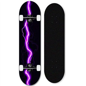 Deck Complet de Skateboard en érable de 31 Pouces pour débutants, Skateboard Professionnel avancé-Éclair Violet Deck Complet de Skateboard en érable de 31 Pouces pour débutants