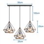 iDEGU 3 Lampes Suspension Luminaire Industrielle Lustre Plafonnier Vinatge Abat-jour Cage Dimant en Métal et Corde de Chanvre La