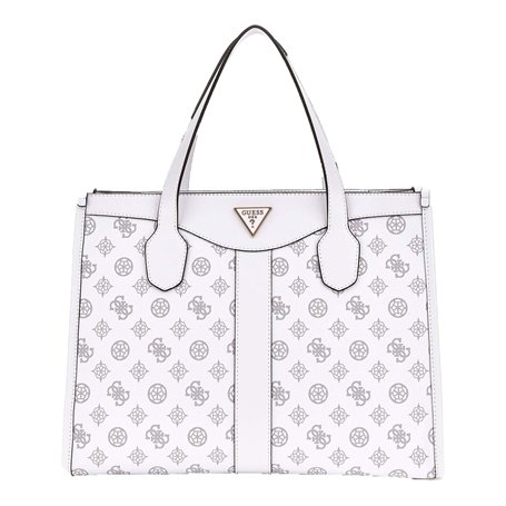 GUESS Silvana Two Compartment Tote White Logo