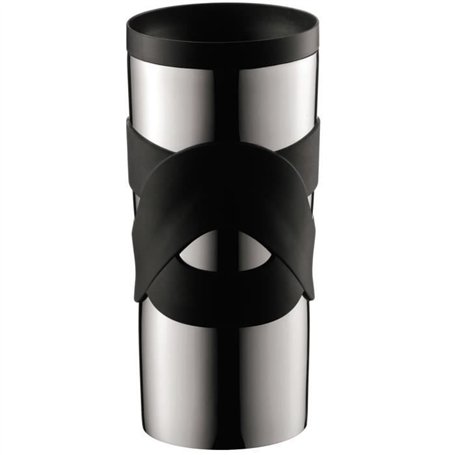 Mug de voyage isotherme - BODUM - Travel Mug - Inox double paroi - Couvercle a vis hermétique - 0.35 l - Noir