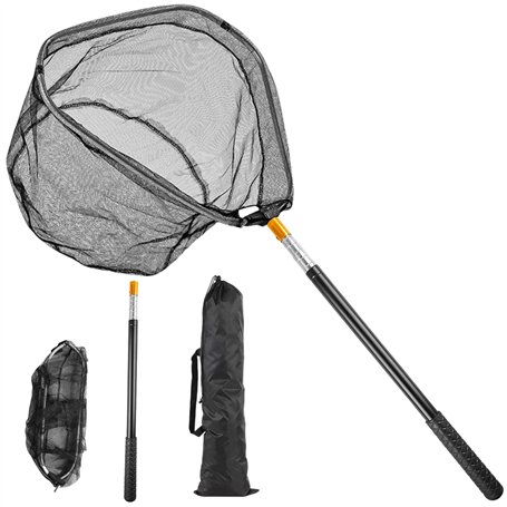 Épuisette de pêche télescopique pliable de 150 cm avec sac de rangement