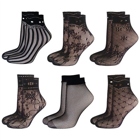 COACOM 6 Paires de Chaussettes en Maille Noire