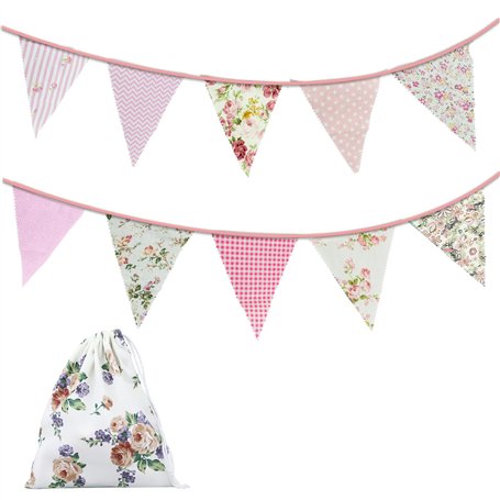 Lot de 24 fanions vintage en tissu de 6