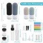 Set de 18 Bouteilles de Voyage en Silicone – Approuvé TSA Contenant Voyage– Antifuite et Pratiques pour Shampoing et Liquides – 