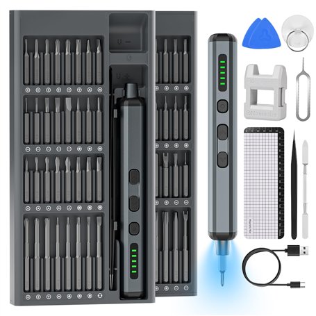 Gaethra Tournevis Électrique Sans Fil 74-en-1 Avec 64 Embouts S2