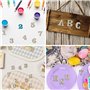Lot de 416 petites lettres en bois de 15 mm - Pour bricolage et peinture - Lettres minuscules (A-Z) pour bricolage, artisanat, m