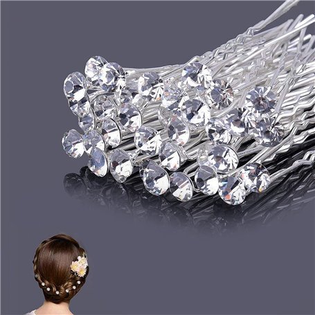 30pcs Pince à cheveux de diamant en forme de U