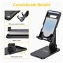 Gritin Support Téléphone, Support Tablette, Porte Téléphone Bureau Portable Réglable Dock Pliable Phone Holder pour iPhone 15/14