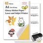Étiquettes autocollantes universelles 65 feuilles 210 x 297 mm Papier brillant pour imprimante Papier adhésif A4 Imprimante d'ét