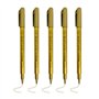 NYGGTYK Lot de 5 marqueurs métalliques dorés - Stylos en tissu doré - Stylos à encre dorée - Stylos dorés pour écrire - Stylos d