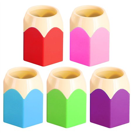 ZBHDEYG Lot de 5 pots à crayons de couleur contrastée - Porte-stylo créatif - Boîte de rangement pour papeterie - Boîte de range