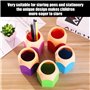 ZBHDEYG Lot de 5 pots à crayons de couleur contrastée - Porte-stylo créatif - Boîte de rangement pour papeterie - Boîte de range