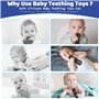Zikenis Anneau Dentition Bebe Silicone,2 Pièces Telecommande Jouet Dentition Bébé,Anneau Dentition Bebe,avec Attache-sucette et 