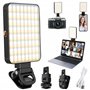 Lumière Téléphone 128 LED Lampe Selfie 3000-6500K Lumière Vidéo Portable CRI 95+ avec Clip pour Phone Ordinateur Caméra Tablette