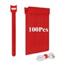 Ruayia Lot de 100 serre-câbles auto-adhésifs réutilisables - 12 x 150 mm - Câble de charge Hook & Loop Tape - Rouge
