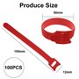 Ruayia Lot de 100 serre-câbles auto-adhésifs réutilisables - 12 x 150 mm - Câble de charge Hook & Loop Tape - Rouge