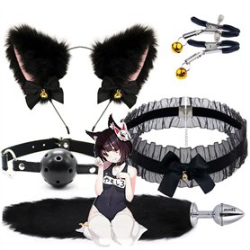 Fourrure Renard Queue Oreille Serre - tête Cosplay Costume Halloween Accessoires Set