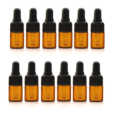 VASANA Lot de 12 flacons vides de 2 ml en verre ambré pour huiles essentielles