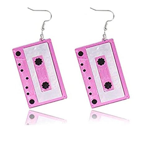 CHUANGOU 1 Paire Années 80 Boucles d'oreilles Pendantes à Cassette Boucles d'oreilles Bande Accessoires Femme
