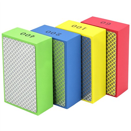 QWORK® 4Pcs Éponges de Ponçage en Diamant pour Polissage et Rénovation – Grains 60/100/200/400# pour Carreaux