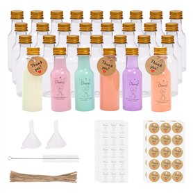 Lot de 30 mini bouteilles de liqueur en plastique réutilisables de 50 ml