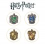 Hogwarts House Pins by The Noble Collection - Set of 5 Metal, Hand-Enamelled House Pin Badges Supplied in a High-Quality Wooden