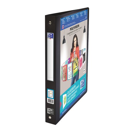 OXFORD Classeur Polyvision A4 Dos 30mm 4 Anneaux Ronds Couverture Polypro Opaque Coloris Assortis