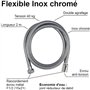 Flexible de douche - ROUSSEAU - Écrous métal anti-torsion - Réduction du débit - Longueur 2 m - Inox chromé double agrafage