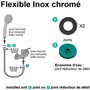 Flexible de douche - ROUSSEAU - Écrous métal anti-torsion - Réduction du débit - Longueur 2 m - Inox chromé double agrafage