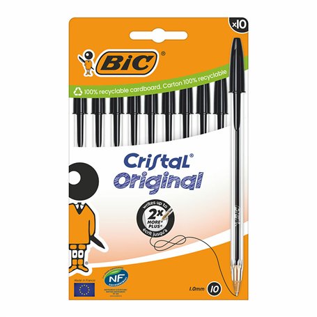 Crayon Bic Cristal Noir (10 Unités)