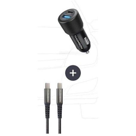 Pack chargeur + câble - THOMSON - Chargeur de voiture 60 W - Câble C vers C 65 W - 1.5 m