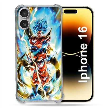 Cokitec Coque Renforcée pour Apple Iphone 16 Plus Manga Dragon Ball Sangoku Blanc