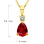 Planetys - Collier Femme Or Jaune 375/1000 Pierre Précieuse Rubis naturel taille poire et Diamant