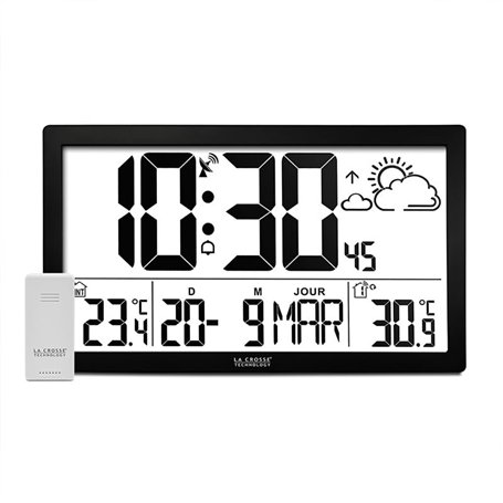 La Crosse Technology Horloge murale radio-pilotée écran géant