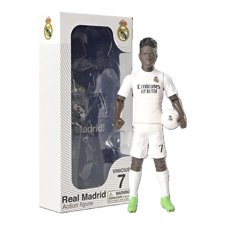 Megableu - Figurine Foot Vinicius - 20 cm - Grande Figurine Footballeur Réaliste & Articulée - Licence Officielle - 10 Points d’