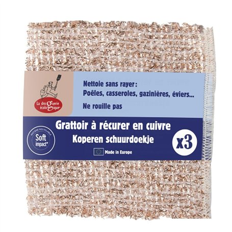 Lot de 3 grattoirs à récurer en cuivre