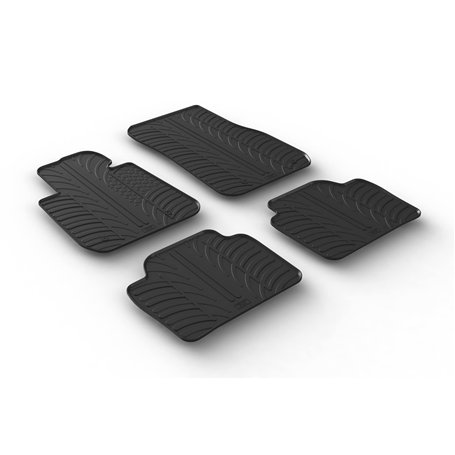 Set tapis de caoutchouc compatible avec BMW 3 serie F30/F31 2012-2019 (T profil 4-pièces + clips de montage)