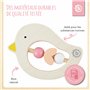 Bieco Oiseau anneau de dentition bébé en bois, 10 cm | A partir de 0 mois | Anneau de préhension bébé en bois avec perles en boi
