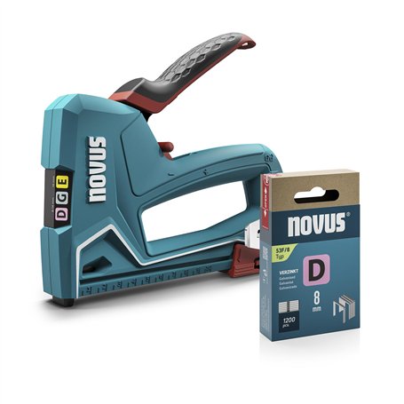 NOVUS TOOLS Agrafeuse manuelle J-51 Kit avec 1200 agrafes │ Agrafeuse et cloueuse professionnelles en aluminium pour agrafes en