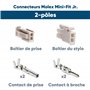 Kalitec KALI-2402 Mini-Fit Jr. Set 2 broches en nylon I Connecteur de câble voiture I Tension 600 V I Courant nominal 13 A I AWG
