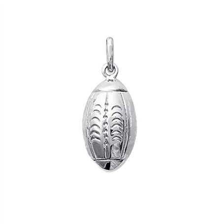 NKlaus Argent 925 Sterling Pendentif Chaîne Football Rugby Ball rhodié 5120