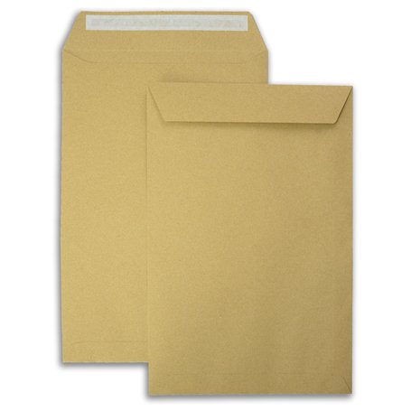 50x Enveloppes d'expédition DIN C4 A4 marron avec bandes adhésives peel&seal sans fenêtre 324x229mm 90g/m2